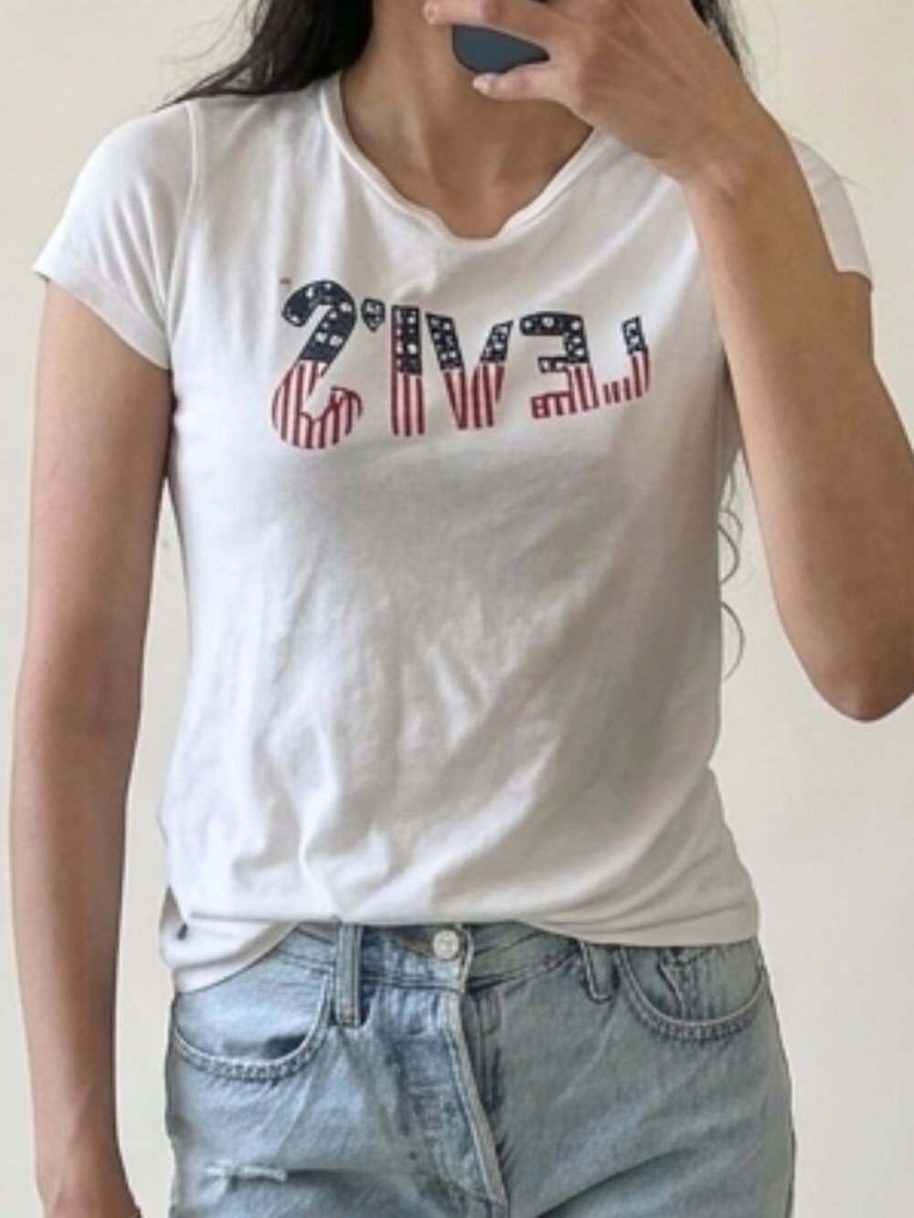 Levi’s White Graphic Logo Tee XS Patriotic Americana T-Shirt